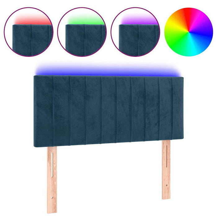 Tăblie de pat cu LED, albastru închis, 90x5x78/88 cm, catifea WALTI