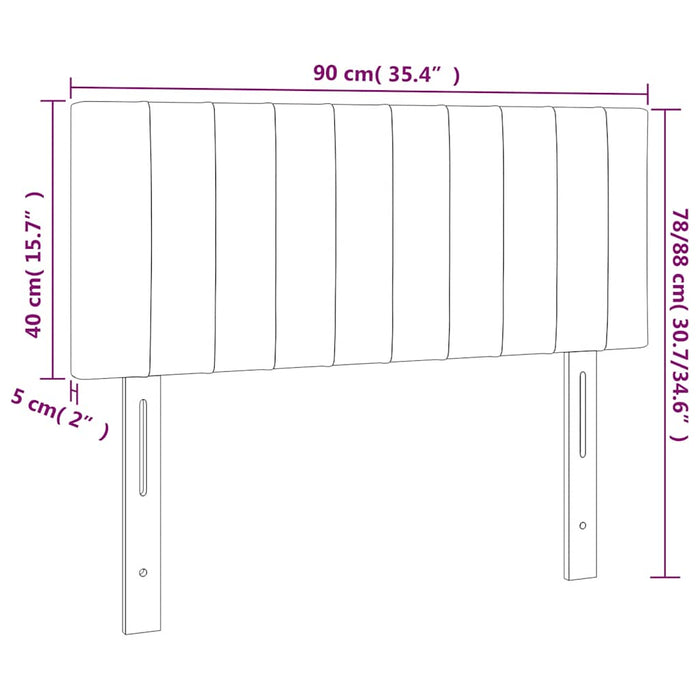 Tăblie de pat cu LED, albastru închis, 90x5x78/88 cm, catifea WALTI