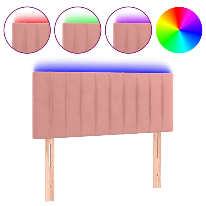 Tăblie de pat cu LED, roz, 90x5x78/88 cm, catifea WALTI