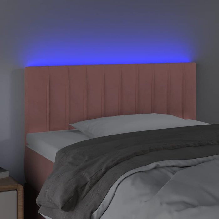 Tăblie de pat cu LED, roz, 90x5x78/88 cm, catifea WALTI