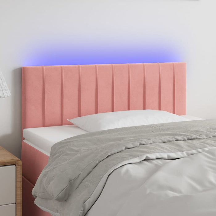 Tăblie de pat cu LED, roz, 90x5x78/88 cm, catifea WALTI