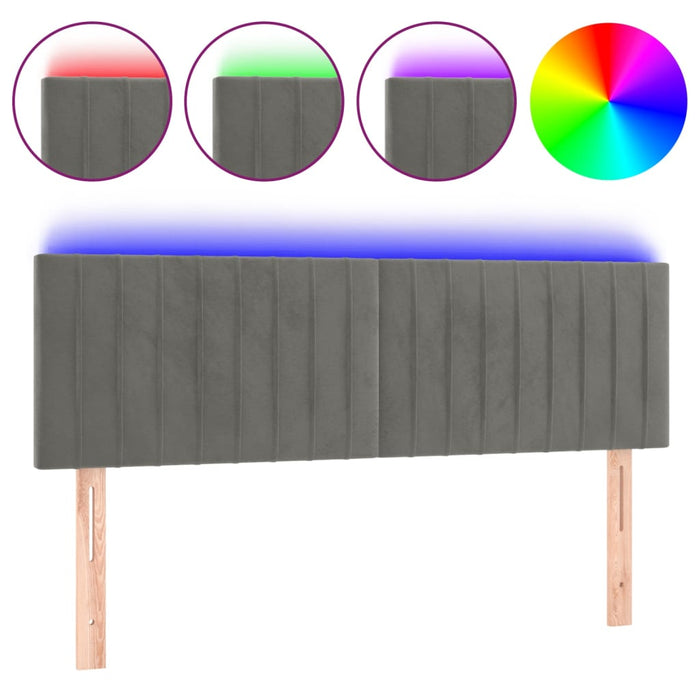 Tăblie de pat cu LED, gri deschis, 144x5x78/88 cm, catifea - WALTI WALTI