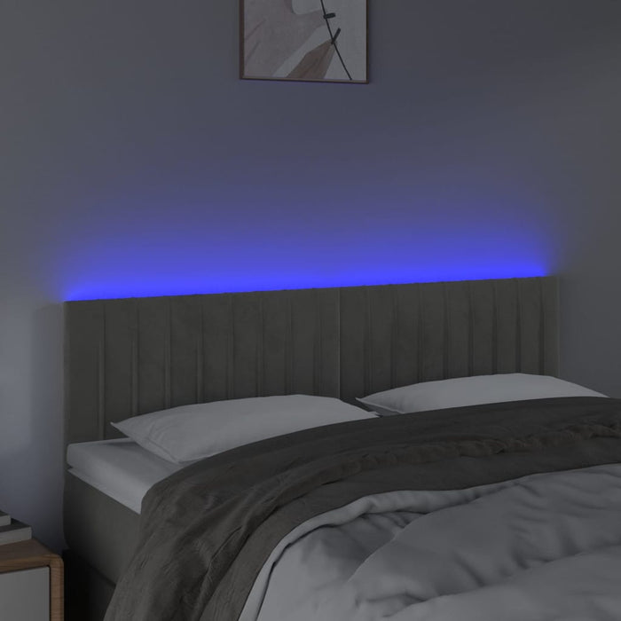 Tăblie de pat cu LED, gri deschis, 144x5x78/88 cm, catifea - WALTI WALTI