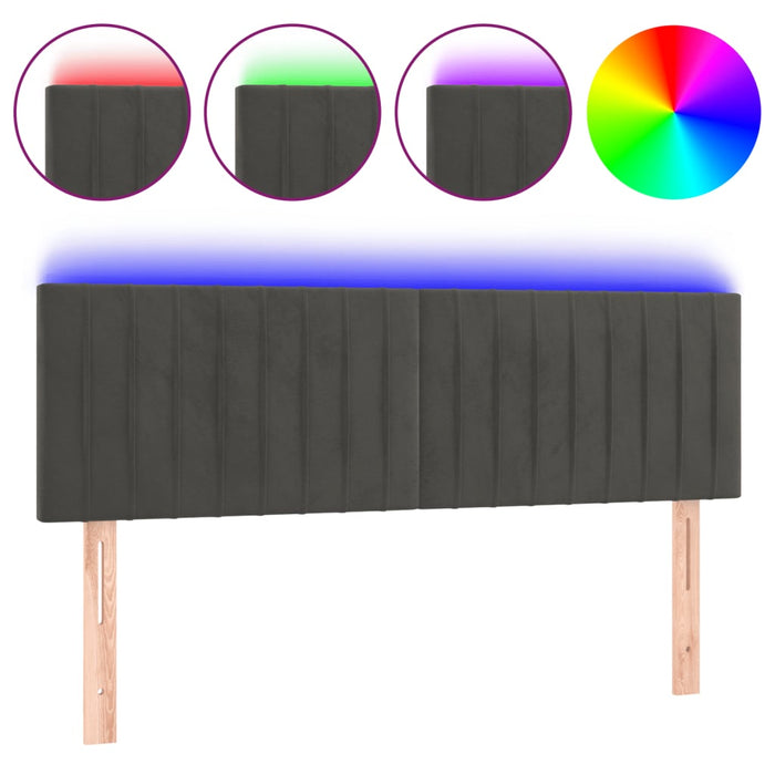 Tăblie de pat cu LED, gri închis, 144x5x78/88 cm, catifea - WALTI WALTI