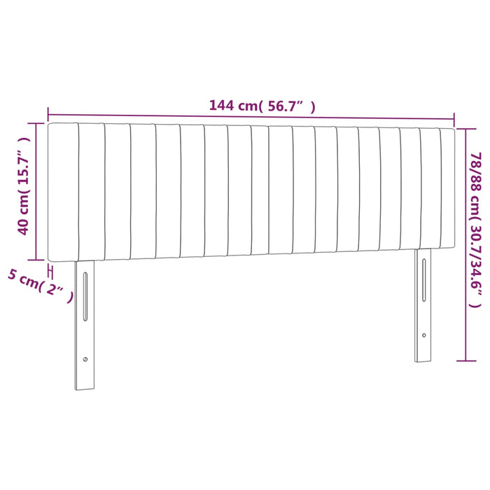 Tăblie de pat cu LED, gri închis, 144x5x78/88 cm, catifea - WALTI WALTI
