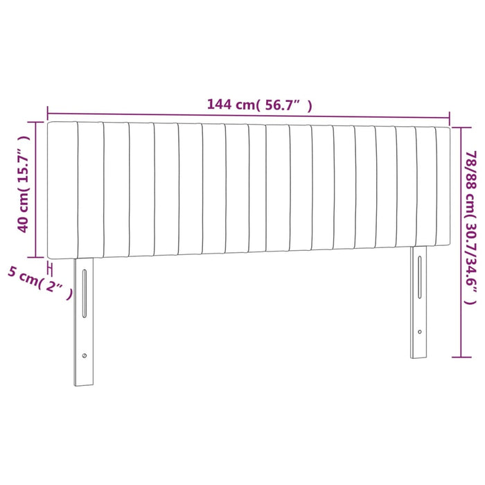 Tăblie de pat cu LED, negru, 144x5x78/88 cm, catifea - WALTI WALTI