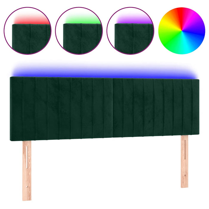 Tăblie de pat cu LED, verde închis, 144x5x78/88 cm, catifea - WALTI WALTI