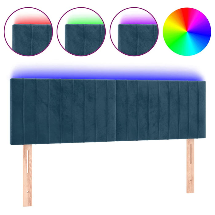 Tăblie de pat cu LED, albastru închis, 144x5x78/88 cm, catifea - WALTI WALTI