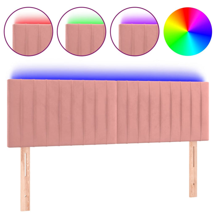 Tăblie de pat cu LED, roz, 144x5x78/88 cm, catifea - WALTI WALTI