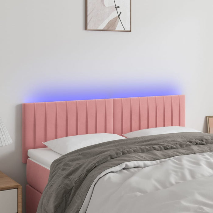 Tăblie de pat cu LED, roz, 144x5x78/88 cm, catifea - WALTI WALTI