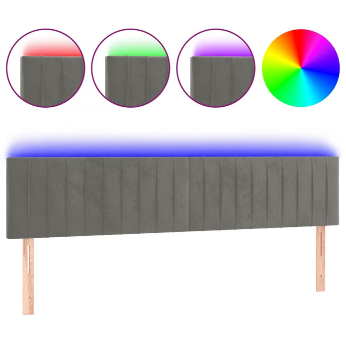 Tăblie de pat cu LED, gri deschis, 160x5x78/88 cm, catifea - WALTI WALTI