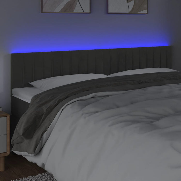 Tăblie de pat cu LED, gri închis, 160x5x78/88 cm, catifea - WALTI WALTI