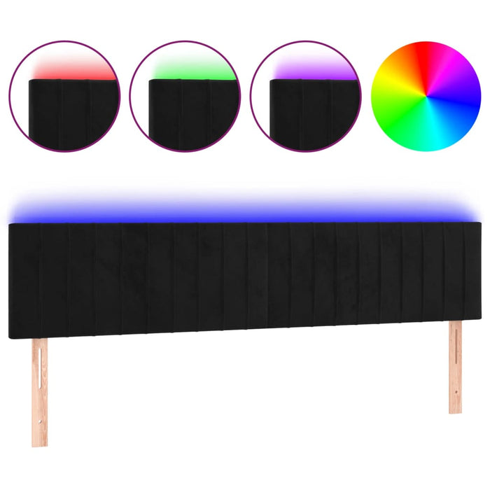 Tăblie de pat cu LED, negru, 160x5x78/88 cm, catifea - WALTI WALTI