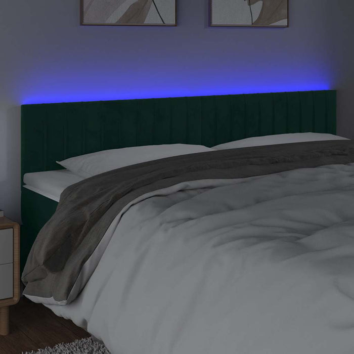 Tăblie de pat cu LED, verde închis, 160x5x78/88 cm, catifea - WALTI WALTI