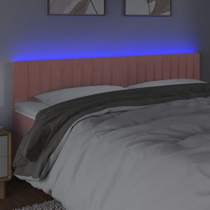 Tăblie de pat cu LED, roz, 160x5x78/88 cm, catifea - WALTI WALTI