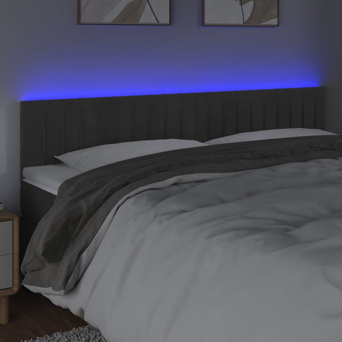 Tăblie de pat cu LED, gri închis, 180x5x78/88 cm, catifea - WALTI WALTI