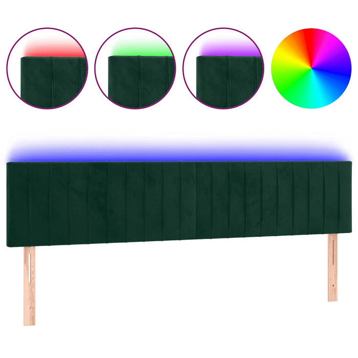 Tăblie de pat cu LED, verde închis, 180x5x78/88 cm, catifea - WALTI WALTI