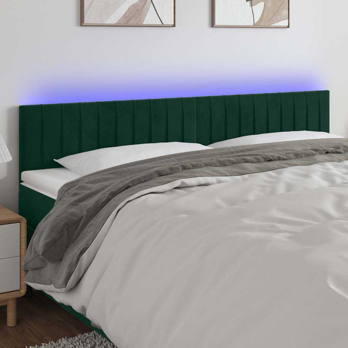 Tăblie de pat cu LED, verde închis, 180x5x78/88 cm, catifea - WALTI WALTI