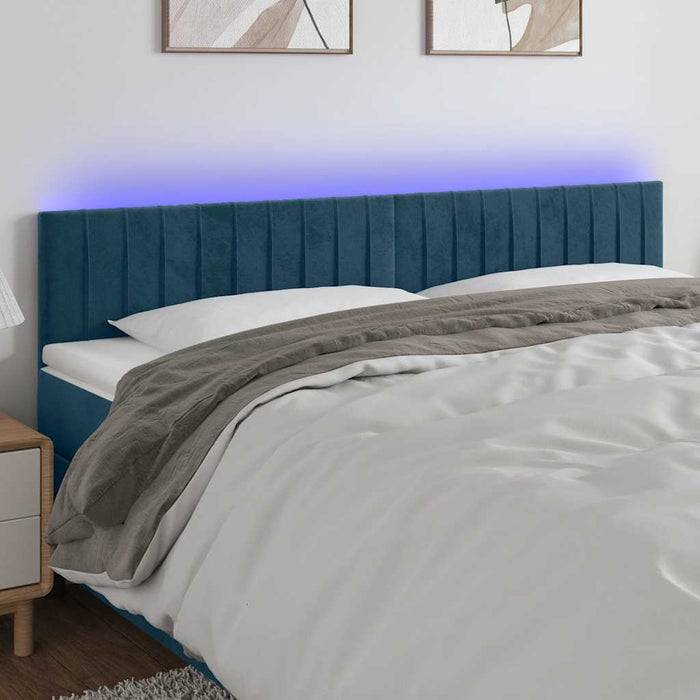 Tăblie de pat cu LED, albastru închis, 180x5x78/88 cm, catifea - WALTI WALTI