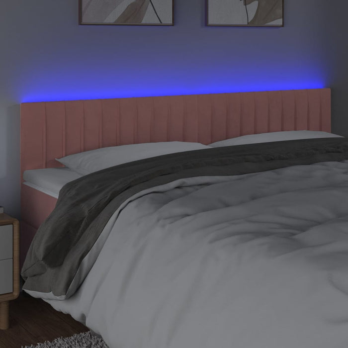 Tăblie de pat cu LED, roz, 180x5x78/88 cm, catifea - WALTI WALTI