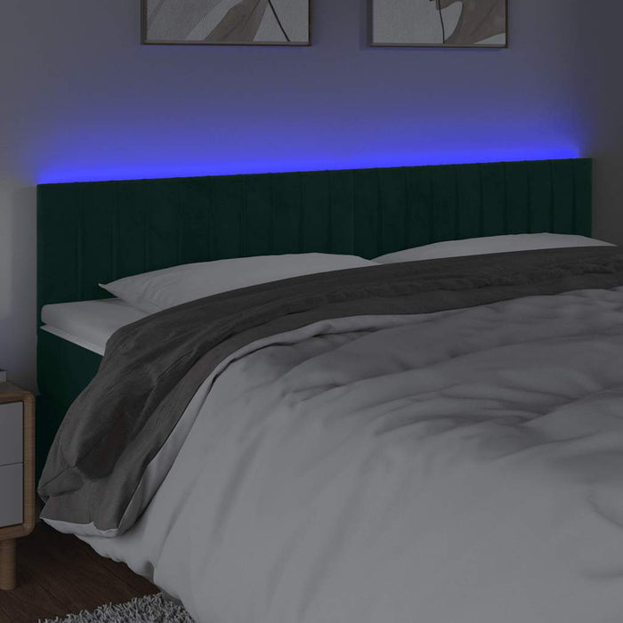 Tăblie de pat cu LED, verde închis, 200x5x78/88 cm, catifea - WALTI WALTI