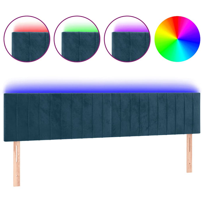 Tăblie de pat cu LED, albastru închis, 200x5x78/88 cm, catifea - WALTI WALTI