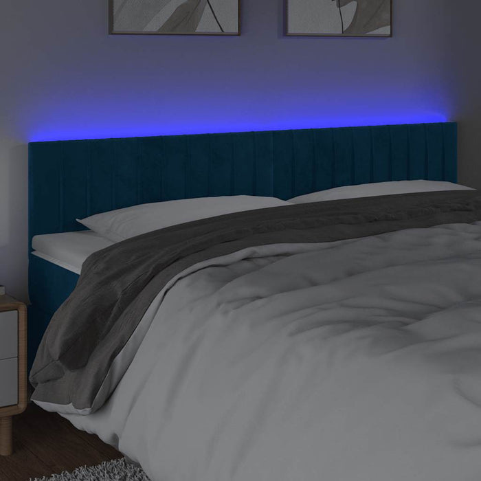 Tăblie de pat cu LED, albastru închis, 200x5x78/88 cm, catifea - WALTI WALTI