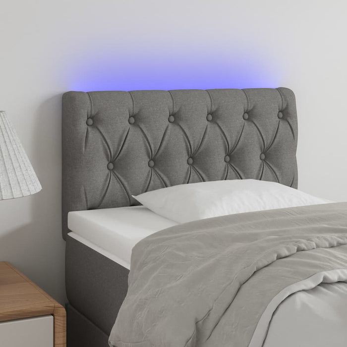 Tăblie de pat cu LED, gri deschis, 80x7x78/88 cm, textil - WALTI WALTI