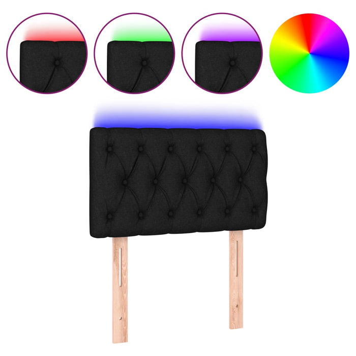 Tăblie de pat cu LED, negru, 80x7x78/88 cm, textil - WALTI WALTI