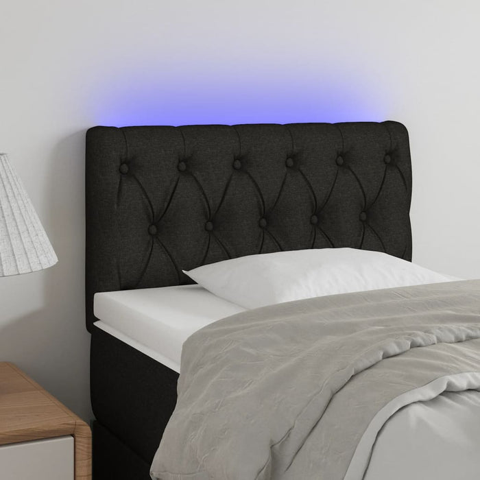 Tăblie de pat cu LED, negru, 80x7x78/88 cm, textil - WALTI WALTI