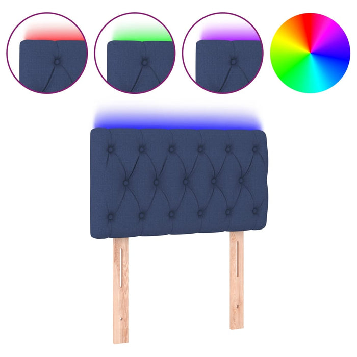 Tăblie de pat cu LED, albastru, 80x7x78/88 cm, textil - WALTI WALTI