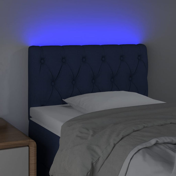 Tăblie de pat cu LED, albastru, 80x7x78/88 cm, textil - WALTI WALTI