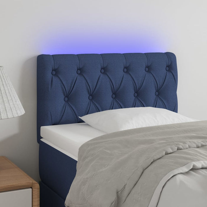 Tăblie de pat cu LED, albastru, 80x7x78/88 cm, textil - WALTI WALTI