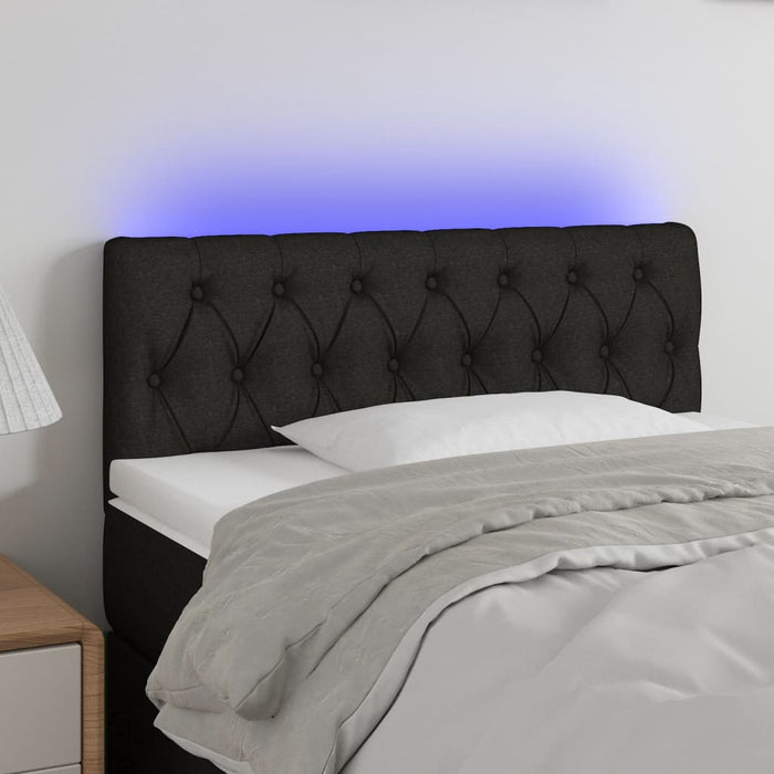 Tăblie de pat cu LED, negru, 90x7x78/88 cm, textil - WALTI WALTI