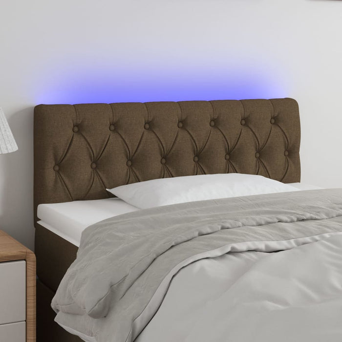Tăblie de pat cu LED, maro închis, 90x7x78/88 cm, textil - WALTI WALTI