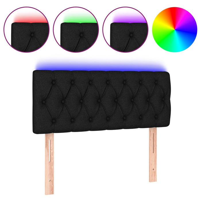 Tăblie de pat cu LED, negru, 100x7x78/88 cm, textil - WALTI WALTI