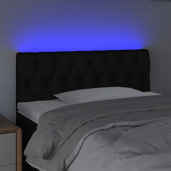 Tăblie de pat cu LED, negru, 100x7x78/88 cm, textil - WALTI WALTI