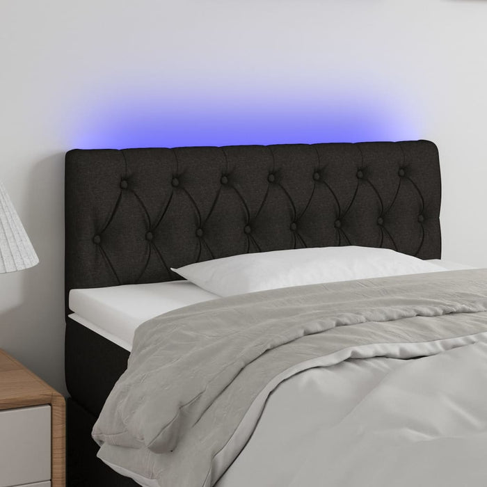 Tăblie de pat cu LED, negru, 100x7x78/88 cm, textil - WALTI WALTI
