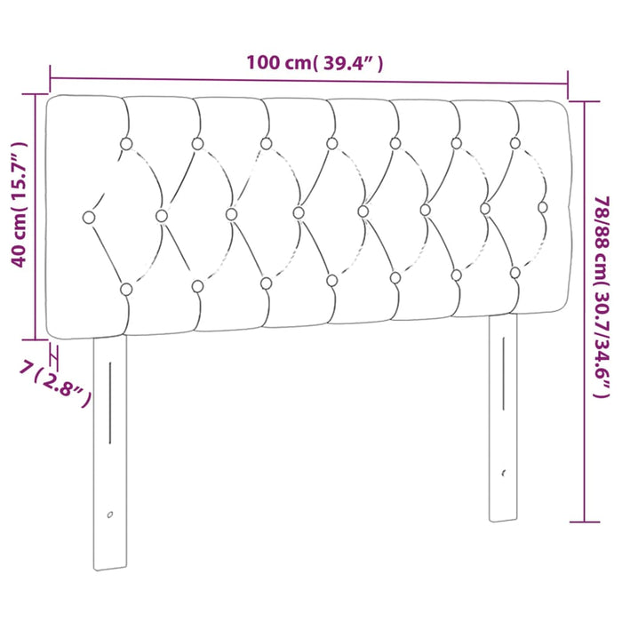 Tăblie de pat cu LED, maro închis, 100x7x78/88 cm, textil - WALTI WALTI