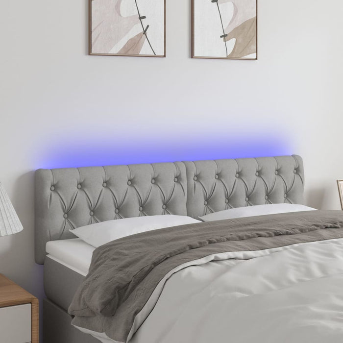 Tăblie de pat cu LED, gri deschis, 144x7x78/88 cm, textil - WALTI WALTI