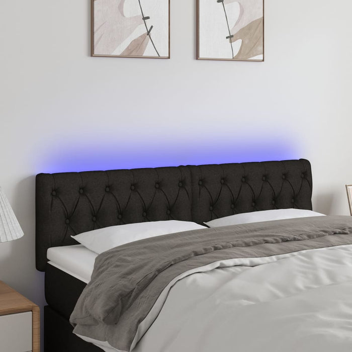 Tăblie de pat cu LED, negru, 144x7x78/88 cm, textil - WALTI WALTI