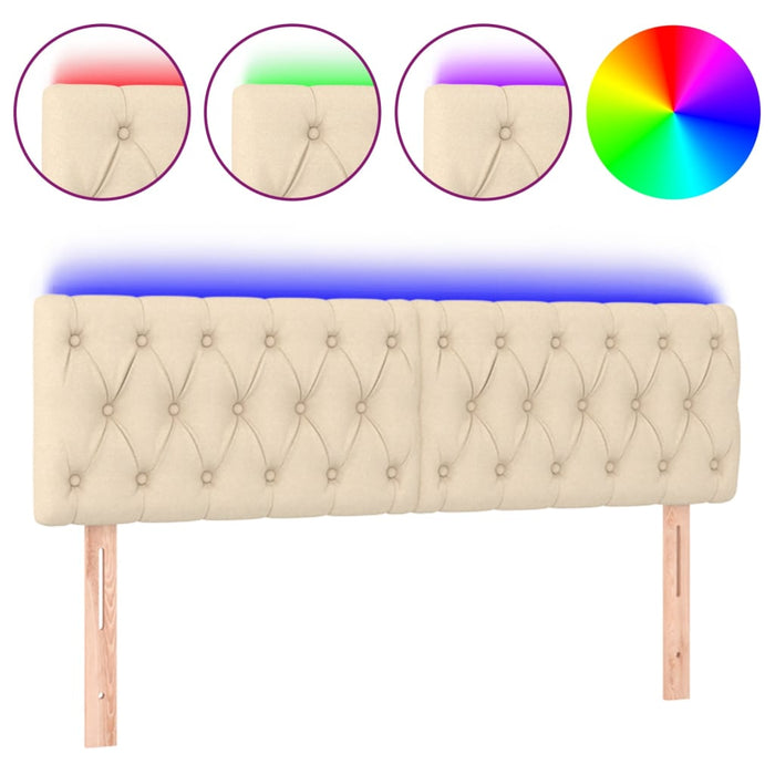 Tăblie de pat cu LED, crem, 144x7x78/88 cm, textil - WALTI WALTI