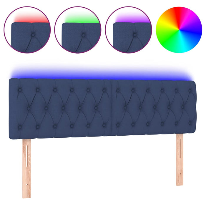 Tăblie de pat cu LED, albastru, 144x7x78/88 cm, textil - WALTI WALTI