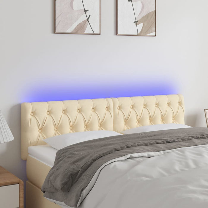 Tăblie de pat cu LED, crem, 160x7x78/88 cm, textil - WALTI WALTI