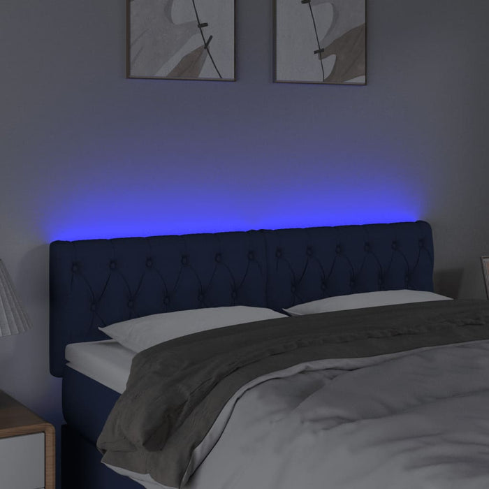 Tăblie de pat cu LED, albastru, 160x7x78/88 cm, textil - WALTI WALTI