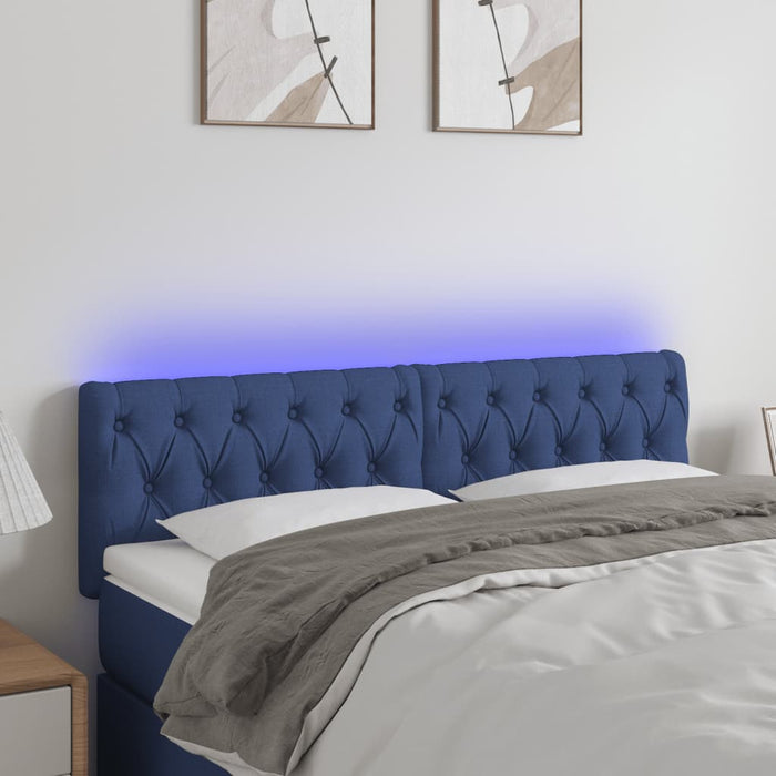 Tăblie de pat cu LED, albastru, 160x7x78/88 cm, textil - WALTI WALTI
