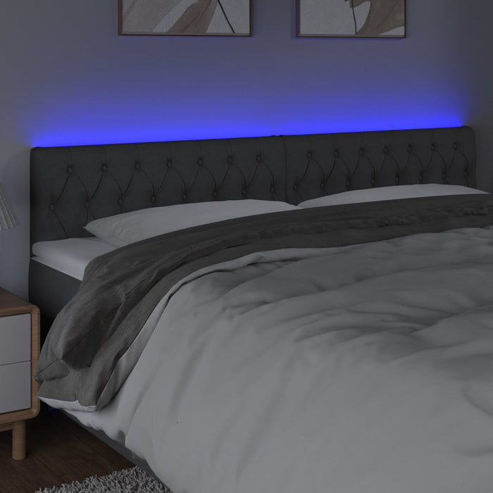Tăblie de pat cu LED, gri închis, 180x7x78/88 cm, textil - WALTI WALTI