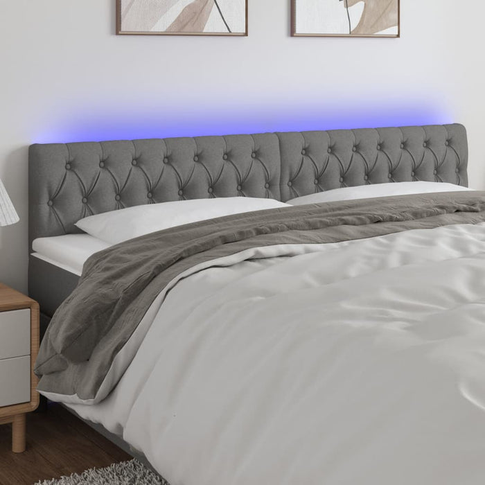 Tăblie de pat cu LED, gri închis, 180x7x78/88 cm, textil - WALTI WALTI