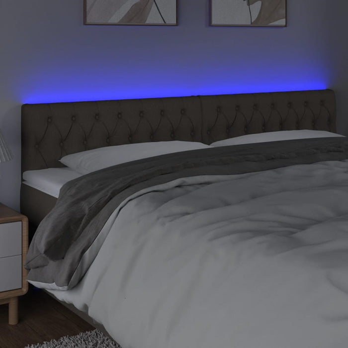 Tăblie de pat cu LED, gri taupe, 180x7x78/88 cm, textil - WALTI WALTI