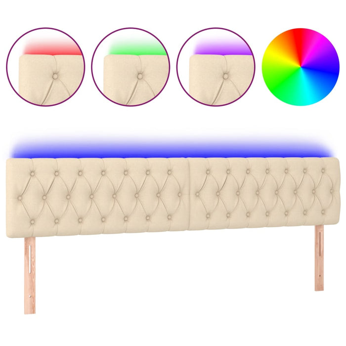 Tăblie de pat cu LED, crem, 180x7x78/88 cm, textil - WALTI WALTI